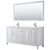 Wyndham WCV252572DWHC2UNSM70 Daria 72 Inch Double Bathroom Vanity in White, Light-Vein Carrara Cultured Marble Countertop, Undermount Square Sinks, 70 Inch Mirror