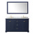 Wyndham WCV232360DBLCMUNOM58 Avery 60 Inch Double Bathroom Vanity in Dark Blue, White Carrara Marble Countertop, Undermount Oval Sinks, and 58 Inch Mirror