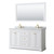 Wyndham WCV232360DWGCMUNOM58 Avery 60 Inch Double Bathroom Vanity in White, White Carrara Marble Countertop, Undermount Oval Sinks, 58 Inch Mirror, Brushed Gold Trim