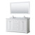 Wyndham WCV232360DWHCMUNOM58 Avery 60 Inch Double Bathroom Vanity in White, White Carrara Marble Countertop, Undermount Oval Sinks, and 58 Inch Mirror