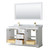 Wyndham WCV232360DWGCMUNSM58 Avery 60 Inch Double Bathroom Vanity in White, White Carrara Marble Countertop, Undermount Square Sinks, 58 Inch Mirror, Brushed Gold Trim