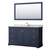 Wyndham WCV232360SBLCMUNSM58 Avery 60 Inch Single Bathroom Vanity in Dark Blue, White Carrara Marble Countertop, Undermount Square Sink, and 58 Inch Mirror