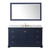 Wyndham WCV232360SBLCMUNOM58 Avery 60 Inch Single Bathroom Vanity in Dark Blue, White Carrara Marble Countertop, Undermount Oval Sink, and 58 Inch Mirror
