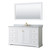 Wyndham WCV232360SWGCMUNOM58 Avery 60 Inch Single Bathroom Vanity in White, White Carrara Marble Countertop, Undermount Oval Sink, 58 Inch Mirror, Brushed Gold Trim