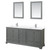 Wyndham WCS202080DKGWCUNSM24 Deborah 80 Inch Double Bathroom Vanity in Dark Gray, White Cultured Marble Countertop, Undermount Square Sinks, 24 Inch Mirrors
