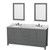 Wyndham WCS141472DKGCMUNOM24 Sheffield 72 Inch Double Bathroom Vanity in Dark Gray, White Carrara Marble Countertop, Undermount Oval Sinks, and 24 Inch Mirrors