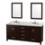 Wyndham WCS141472DESCMUNOM24 Sheffield 72 Inch Double Bathroom Vanity in Espresso, White Carrara Marble Countertop, Undermount Oval Sinks, and 24 Inch Mirrors