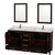 Wyndham WCS141472DESCMUNSM24 Sheffield 72 Inch Double Bathroom Vanity in Espresso, White Carrara Marble Countertop, Undermount Square Sinks, and 24 Inch Mirrors