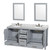 Wyndham WCS141472DGYCMUNOM24 Sheffield 72 Inch Double Bathroom Vanity in Gray, White Carrara Marble Countertop, Undermount Oval Sinks, and 24 Inch Mirrors