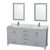 Wyndham WCS141472DGYCMUNSM24 Sheffield 72 Inch Double Bathroom Vanity in Gray, White Carrara Marble Countertop, Undermount Square Sinks, and 24 Inch Mirrors