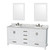 Wyndham WCS141472DWHCMUNOM24 Sheffield 72 Inch Double Bathroom Vanity in White, White Carrara Marble Countertop, Undermount Oval Sinks, and 24 Inch Mirrors