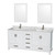 Wyndham WCS141472DWHCMUNSM24 Sheffield 72 Inch Double Bathroom Vanity in White, White Carrara Marble Countertop, Undermount Square Sinks, and 24 Inch Mirrors