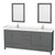 Wyndham WCS141480DKGC2UNSM24 Sheffield 80 Inch Double Bathroom Vanity in Dark Gray, Carrara Cultured Marble Countertop, Undermount Square Sinks, 24 Inch Mirrors