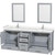 Wyndham WCS141480DGYC2UNSM24 Sheffield 80 Inch Double Bathroom Vanity in Gray, Carrara Cultured Marble Countertop, Undermount Square Sinks, 24 Inch Mirrors