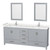 Wyndham WCS141480DGYC2UNSM24 Sheffield 80 Inch Double Bathroom Vanity in Gray, Carrara Cultured Marble Countertop, Undermount Square Sinks, 24 Inch Mirrors