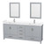 Wyndham WCS141480DGYWCUNSM24 Sheffield 80 Inch Double Bathroom Vanity in Gray, White Cultured Marble Countertop, Undermount Square Sinks, 24 Inch Mirrors