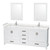 Wyndham WCS141480DWHC2UNSM24 Sheffield 80 Inch Double Bathroom Vanity in White, Carrara Cultured Marble Countertop, Undermount Square Sinks, 24 Inch Mirrors
