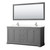 Wyndham WCV232372DKGC2UNSM70 Avery 72 Inch Double Bathroom Vanity in Dark Gray, Light-Vein Carrara Cultured Marble Countertop, Undermount Square Sinks, 70 Inch Mirror