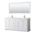 Wyndham WCV232372DWHC2UNSM70 Avery 72 Inch Double Bathroom Vanity in White, Light-Vein Carrara Cultured Marble Countertop, Undermount Square Sinks, 70 Inch Mirror