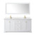 Wyndham WCV232372DWGC2UNSM70 Avery 72 Inch Double Bathroom Vanity in White, Light-Vein Carrara Cultured Marble Countertop, Undermount Square Sinks, 70 Inch Mirror, Brushed Gold Trim
