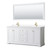 Wyndham WCV232372DWGWCUNSM70 Avery 72 Inch Double Bathroom Vanity in White, White Cultured Marble Countertop, Undermount Square Sinks, 70 Inch Mirror, Brushed Gold Trim