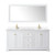 Wyndham WCV232372DWGWCUNSM70 Avery 72 Inch Double Bathroom Vanity in White, White Cultured Marble Countertop, Undermount Square Sinks, 70 Inch Mirror, Brushed Gold Trim