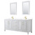 Wyndham WCV252580DWGWCUNSM24 Daria 80 Inch Double Bathroom Vanity in White, White Cultured Marble Countertop, Undermount Square Sinks, 24 Inch Mirrors, Brushed Gold Trim