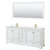 Wyndham WCS202080DWGC2UNSM70 Deborah 80 Inch Double Bathroom Vanity in White, Carrara Cultured Marble Countertop, Undermount Square Sinks, Brushed Gold Trim, 70 Inch Mirror