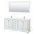 Wyndham WCS202080DWGWCUNSM70 Deborah 80 Inch Double Bathroom Vanity in White, White Cultured Marble Countertop, Undermount Square Sinks, Brushed Gold Trim, 70 Inch Mirror