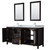 Wyndham WCV252572DDECMUNSM24 Daria 72 Inch Double Bathroom Vanity in Dark Espresso, White Carrara Marble Countertop, Undermount Square Sinks, and 24 Inch Mirrors