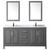 Wyndham WCV252572DKGCMUNSM24 Daria 72 Inch Double Bathroom Vanity in Dark Gray, White Carrara Marble Countertop, Undermount Square Sinks, and 24 Inch Mirrors