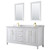 Wyndham WCV252572DWGCMUNSM24 Daria 72 Inch Double Bathroom Vanity in White, White Carrara Marble Countertop, Undermount Square Sinks, 24 Inch Mirrors, Brushed Gold Trim