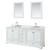 Wyndham WCS202080DWHCMUNOM24 Deborah 80 Inch Double Bathroom Vanity in White, White Carrara Marble Countertop, Undermount Oval Sinks, and 24 Inch Mirrors