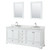 Wyndham WCS202080DWHCMUNSM24 Deborah 80 Inch Double Bathroom Vanity in White, White Carrara Marble Countertop, Undermount Square Sinks, and 24 Inch Mirrors