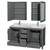 Wyndham WCS141460DKGCMUNSMED Sheffield 60 Inch Double Bathroom Vanity in Dark Gray, White Carrara Marble Countertop, Undermount Square Sinks, and Medicine Cabinets