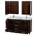 Wyndham WCS141460DESCMUNSMED Sheffield 60 Inch Double Bathroom Vanity in Espresso, White Carrara Marble Countertop, Undermount Square Sinks, and Medicine Cabinets