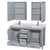 Wyndham WCS141460DGYCMUNSMED Sheffield 60 Inch Double Bathroom Vanity in Gray, White Carrara Marble Countertop, Undermount Square Sinks, and Medicine Cabinets