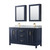 Wyndham WCV252560DBLCMUNSMED Daria 60 Inch Double Bathroom Vanity in Dark Blue, White Carrara Marble Countertop, Undermount Square Sinks, Medicine Cabinets