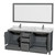 Wyndham WCS141472DKGCMUNSM70 Sheffield 72 Inch Double Bathroom Vanity in Dark Gray, White Carrara Marble Countertop, Undermount Square Sinks, and 70 Inch Mirror