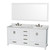 Wyndham WCS141472DWHCMUS3M70 Sheffield 72 Inch Double Bathroom Vanity in White, White Carrara Marble Countertop, Undermount 3-Hole Square Sinks, 70 Inch Mirror