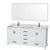 Wyndham WCS141472DWHCMUNSM70 Sheffield 72 Inch Double Bathroom Vanity in White, White Carrara Marble Countertop, Undermount Square Sinks, and 70 Inch Mirror