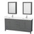Wyndham WCS141472DKGWCUNSMED Sheffield 72 Inch Double Bathroom Vanity in Dark Gray, White Cultured Marble Countertop, Undermount Square Sinks, Medicine Cabinets