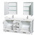 Wyndham WCS141472DWHWCUNSMED Sheffield 72 Inch Double Bathroom Vanity in White, White Cultured Marble Countertop, Undermount Square Sinks, Medicine Cabinets