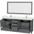 Wyndham WCS141480DKGC2UNSM70 Sheffield 80 Inch Double Bathroom Vanity in Dark Gray, Carrara Cultured Marble Countertop, Undermount Square Sinks, 70 Inch Mirror