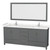 Wyndham WCS141480DKGC2UNSM70 Sheffield 80 Inch Double Bathroom Vanity in Dark Gray, Carrara Cultured Marble Countertop, Undermount Square Sinks, 70 Inch Mirror