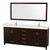 Wyndham WCS141480DESC2UNSM70 Sheffield 80 Inch Double Bathroom Vanity in Espresso, Carrara Cultured Marble Countertop, Undermount Square Sinks, 70 Inch Mirror