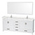 Wyndham WCS141480DWHC2UNSM70 Sheffield 80 Inch Double Bathroom Vanity in White, Carrara Cultured Marble Countertop, Undermount Square Sinks, 70 Inch Mirror