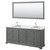 Wyndham WCS202080DKGCMUNOM70 Deborah 80 Inch Double Bathroom Vanity in Dark Gray, White Carrara Marble Countertop, Undermount Oval Sinks, and 70 Inch Mirror