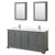 Wyndham WCS202072DKGC2UNSMED Deborah 72 Inch Double Bathroom Vanity in Dark Gray, Light-Vein Carrara Cultured Marble Countertop, Undermount Square Sinks, Medicine Cabinets