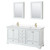 Wyndham WCS202072DWGWCUNSMED Deborah 72 Inch Double Bathroom Vanity in White, White Cultured Marble Countertop, Undermount Square Sinks, Brushed Gold Trim, Medicine Cabinets